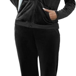 Soft Velour Tracksuit for Women: Stylish Full Zip Hoodie & Sweatpants - Size S